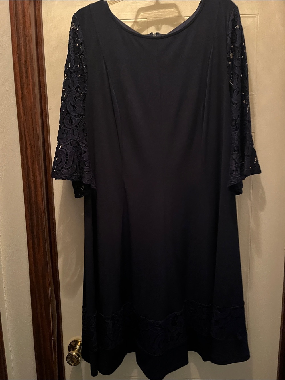 Jessica Howard Navy Midi Dress with Lace Sleeves
